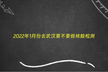 2022年1月份去武汉要不要做核酸检测