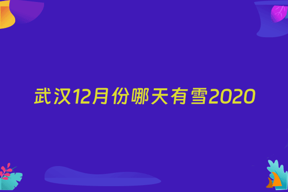 武汉12月份哪天有雪2020