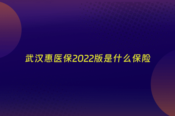 武汉惠医保2022版是什么保险