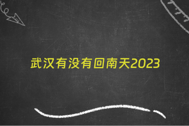 武汉有没有回南天2023